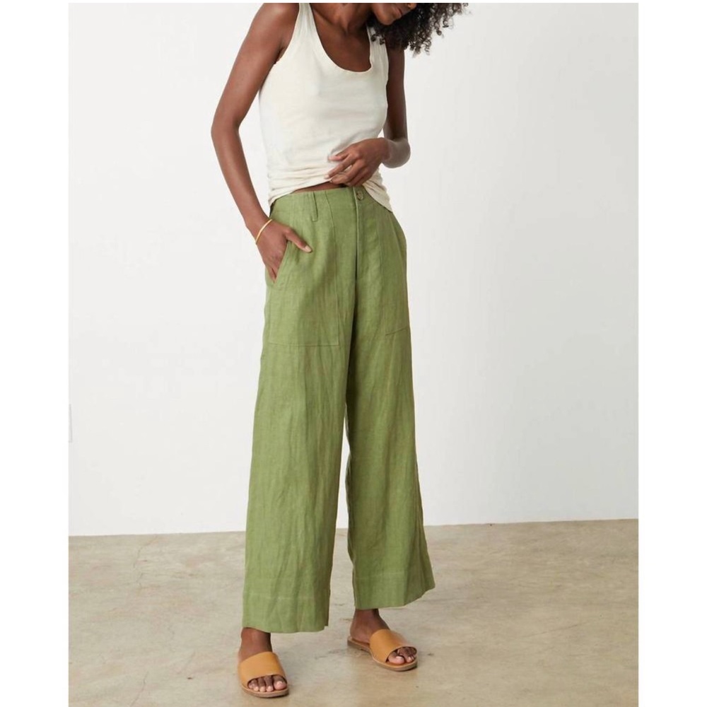 VELVET BY GRAHAM & SPENCER dru linen trousers in basil